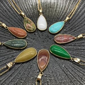 Beautiful Natural Tear Drop Gemstone Pendant Necklaces